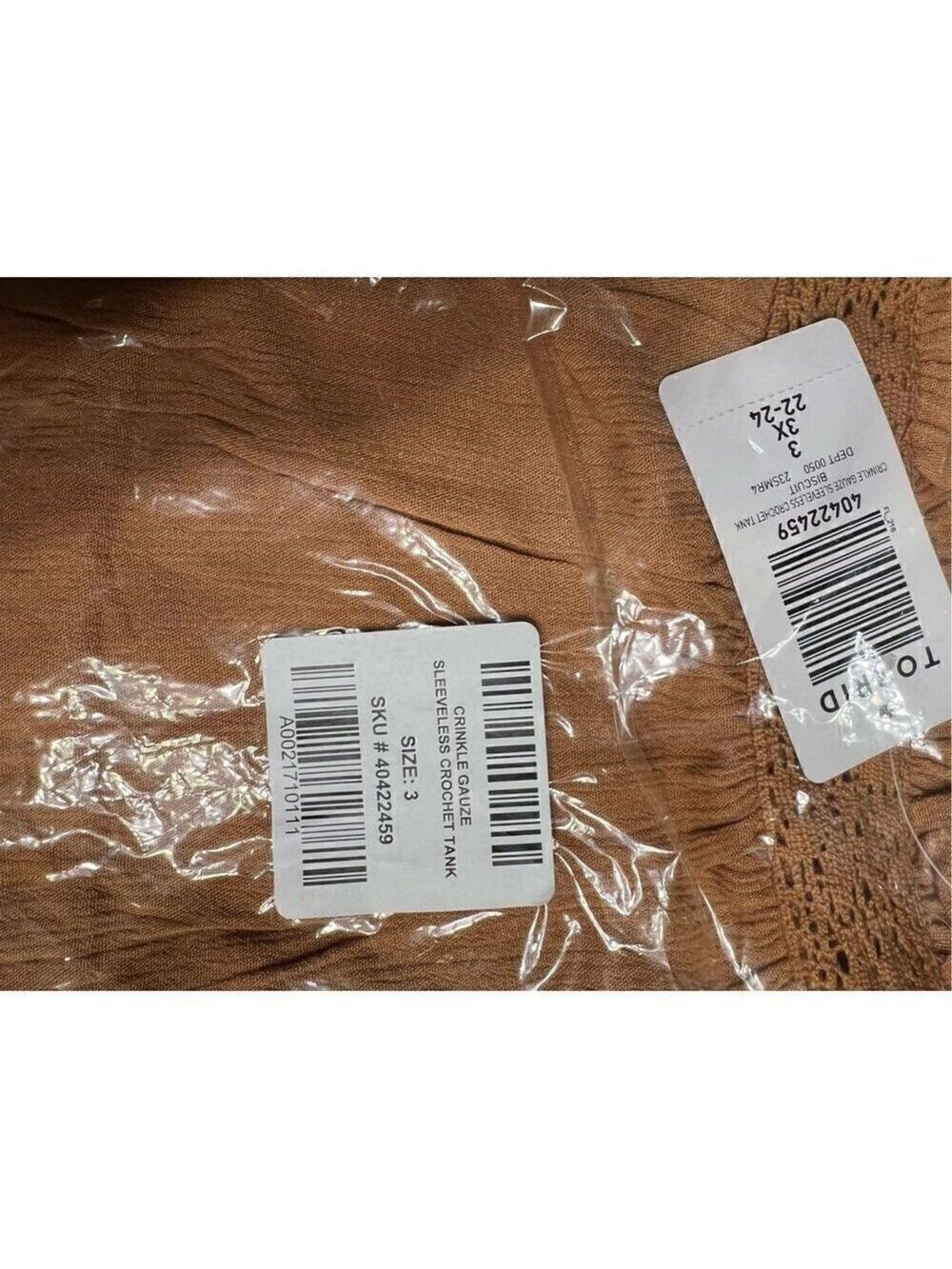 Washable Crinkle Gauze Sleeveless Crochet Tank Sz 4 - Picture 4 of 6